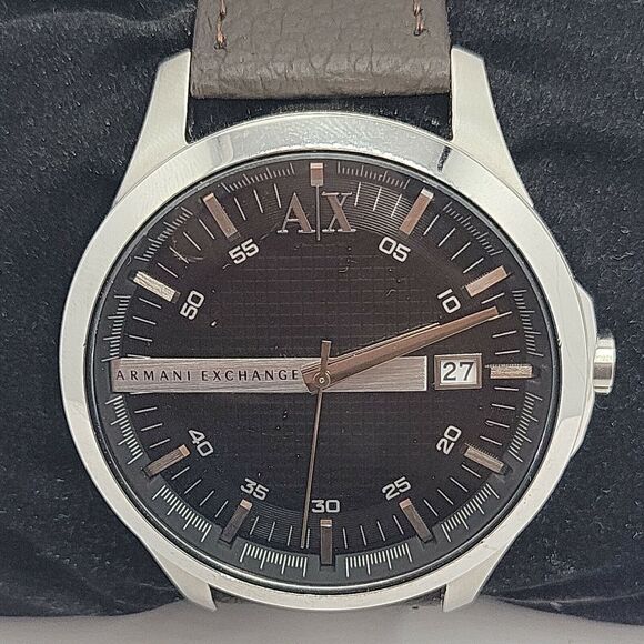 Armani Exchange AX2101 Men's Black Leather Analog Dial Quartz Wrist Watch BC458 - Picture 1 of 10